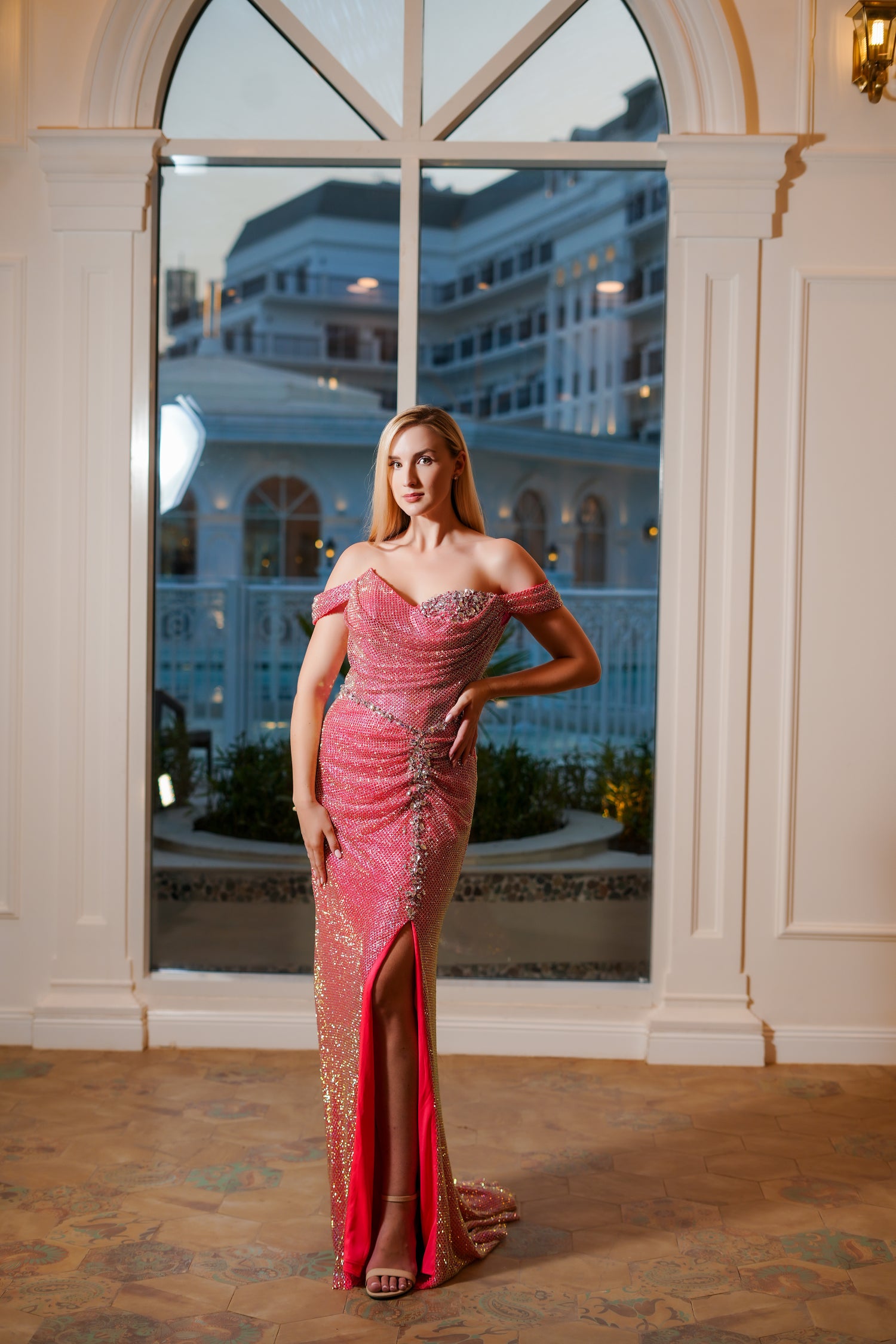 luxury evening dress Zarielle Gown with Regal Couture Charm – Fostani One Long Sleeve High-Neck Glitter Size:38 (US 8) circus costume modern frame for the