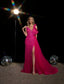 Radiant Goddess evening dress Dubai, Slit Sheath Gown in Sequin Mesh with Plunging V-Neck | Fostani One