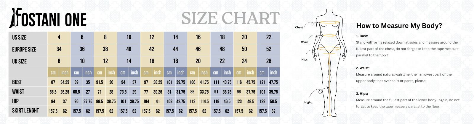 fostani one size chart