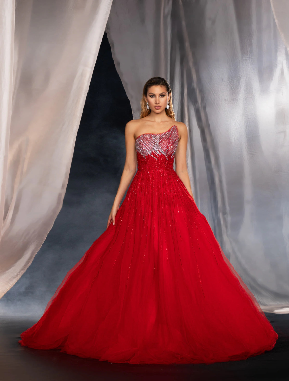 Enchanted Evening evening dress Dubai, Strapless Sweetheart Gown in Satin Blend with Sweetheart | Fostani One Main image